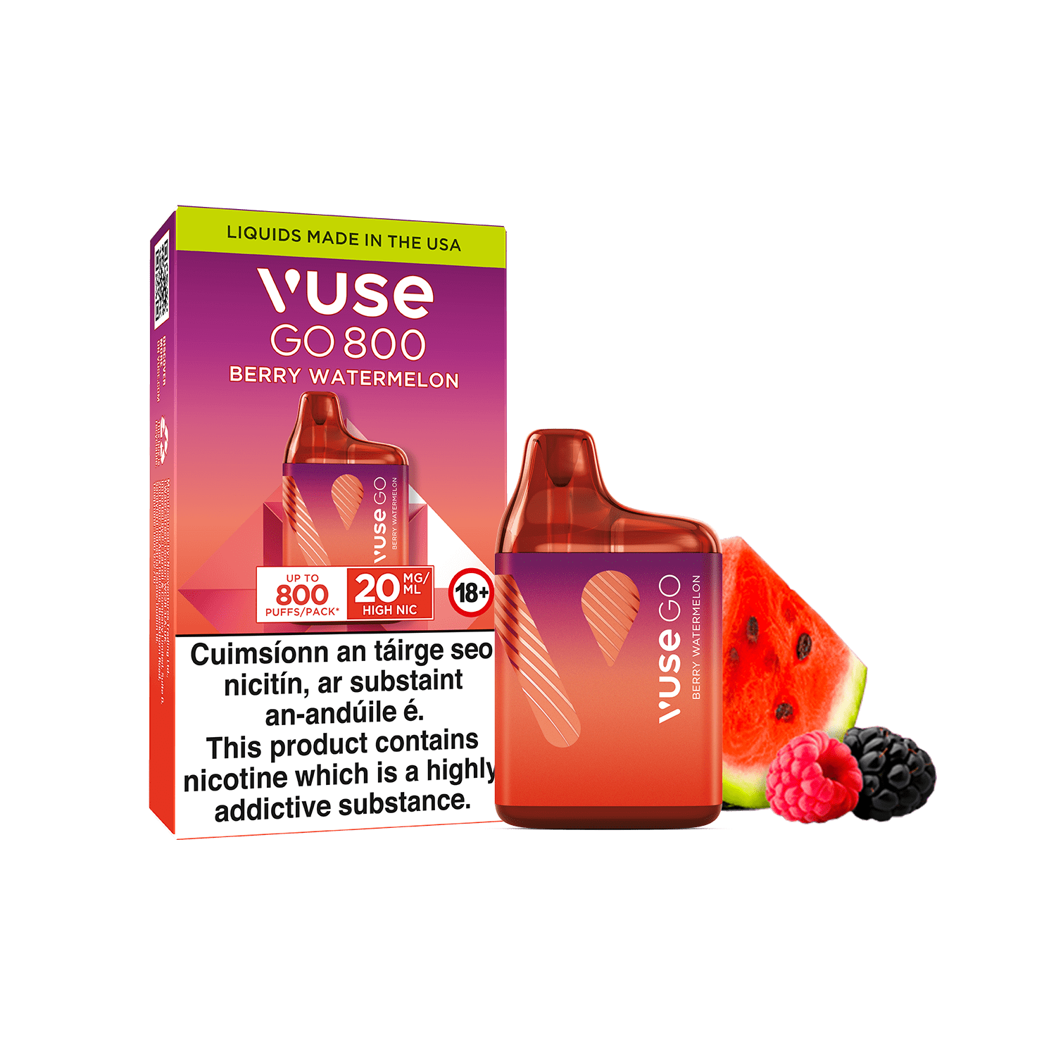 Vuse Go 800 Berry Watermelon | Disposable Vape | Vuse IE